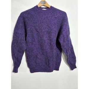 VTG Nottingham Purple Shetland Wool Womens L Made In England Preppy Comfort